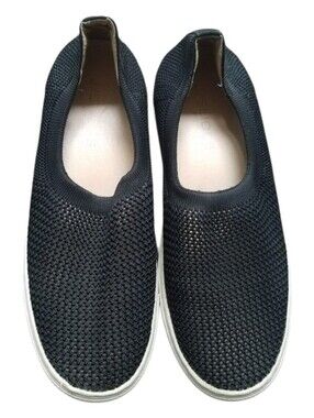 J Slides Black Leather Mesh Slip Ons Sneakers oxfords Leather Lined sz7